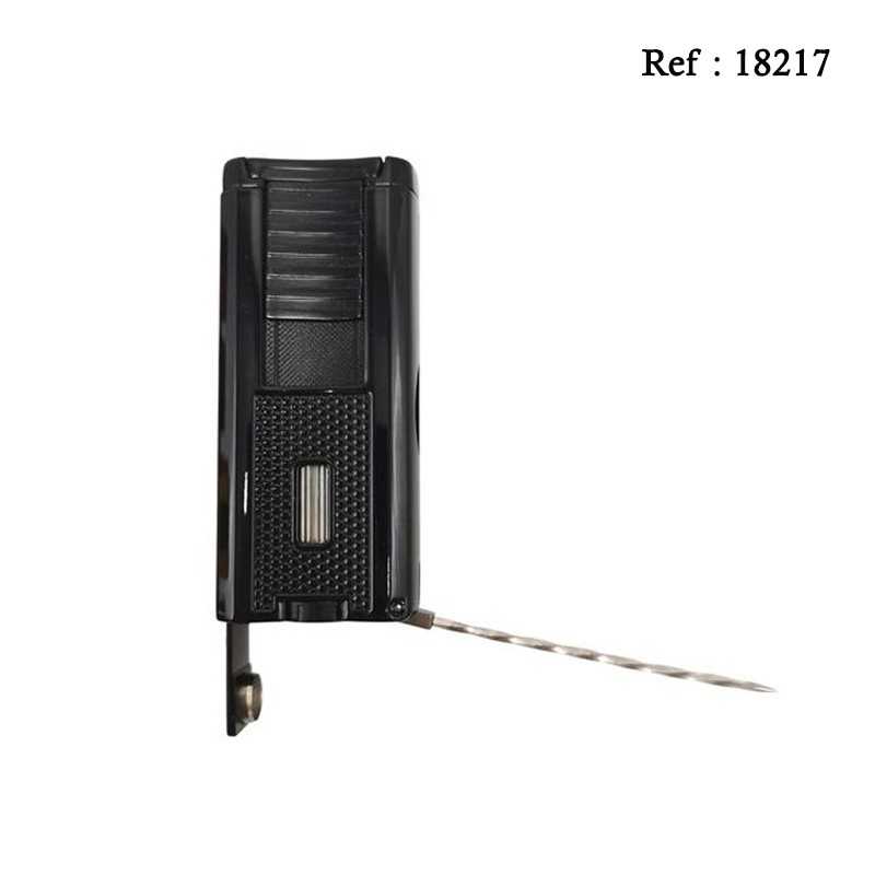 Briquet MYON CEYRESTE Triple Jet Noir, avec emporte pièce et aiguille