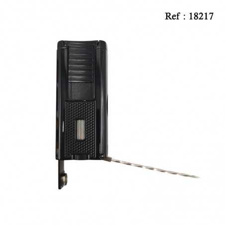 Briquet MYON CEYRESTE Triple Jet Noir, avec emporte pièce et aiguille