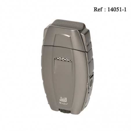Briquet double jet Winjet Gun métal brossé, emporte-pièce, repose cigare