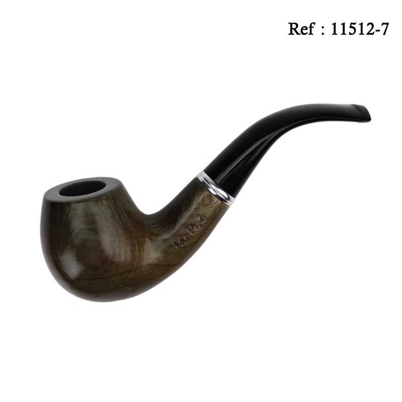 Pipe Mr Pipe bois d'ebène brun mat , 9 mm,en coffret avec pied