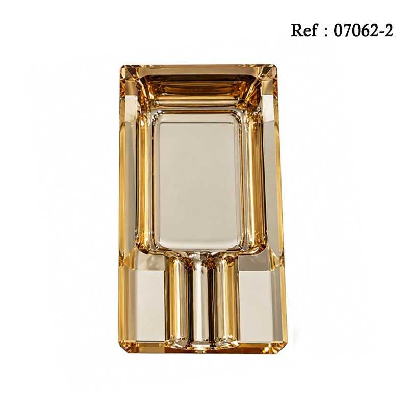 Champagne Gold Glass rectangular cigar ashtray for 1 cigar 120 x63x28